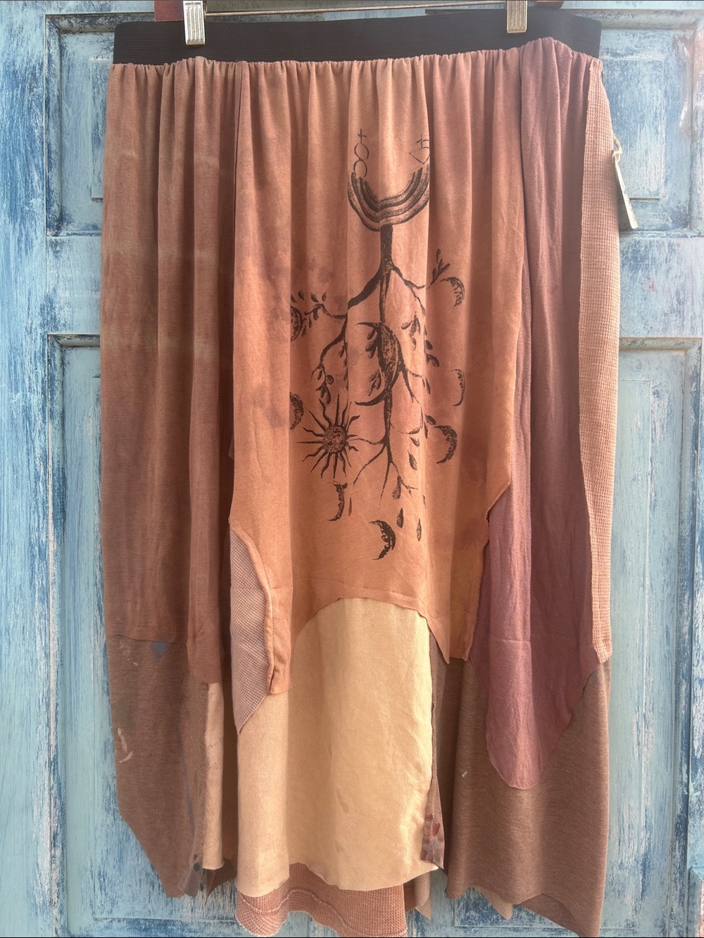 Upcycled patchwork t shirt maxi skirt